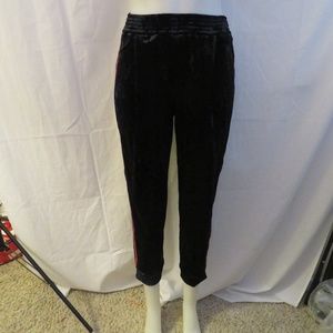 SHAG BLACK VELVET SWEATPANTS W/STRIPES S
